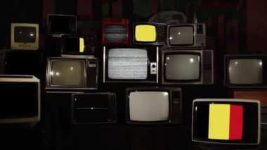 Belçika bayrağı ve Retro TV. Yakınlaştır. 