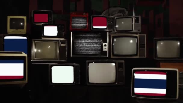 Bandera Tailandia Televisores Retro Ampliar — Vídeos de Stock