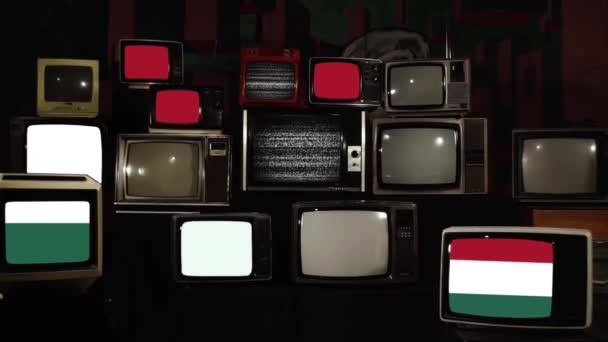 Hungary Flag 80S 90S Televisions Zoom — Stock Video