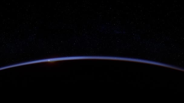 宇宙での日の出 地球の上に昇る太陽 Nasaによって提供されたこのビデオの要素 — ストック動画