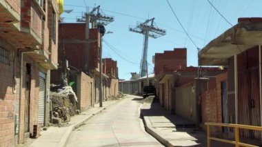 Güney Amerika, Bolivya 'daki La Paz ve Teleferico Kablo Arabaları. 