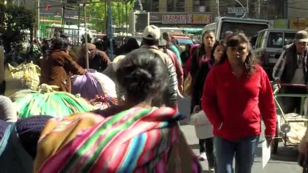 Paz Bolívia 2019 Rua Comercial Pessoas Pobres Alto Paz Bolívia — Vídeo de Stock