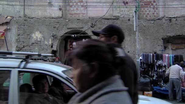 Paz Βολιβία 2019 Φτωχοί Άνθρωποι Στο Δρόμο Στο Paz Πρωτεύουσα — Αρχείο Βίντεο