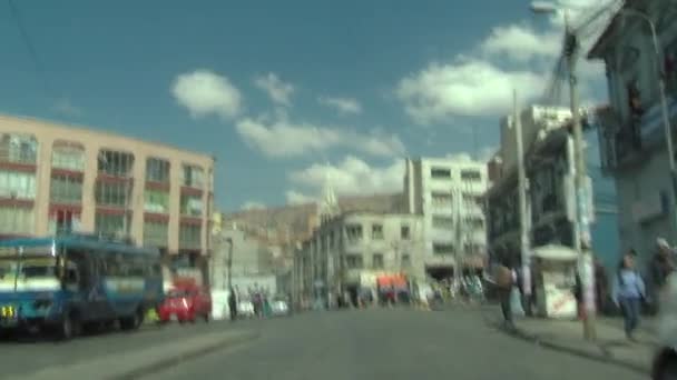 Paz Bolivia 2019 Punto Vista Del Conductor Coche Una Calle — Vídeo de stock