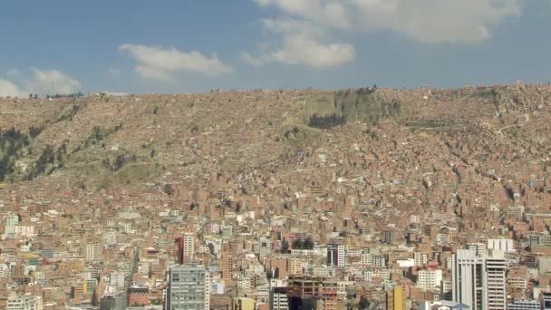 ボリビアのラパスにあるチリバルコニーからラパスのスカイライン — ストック動画