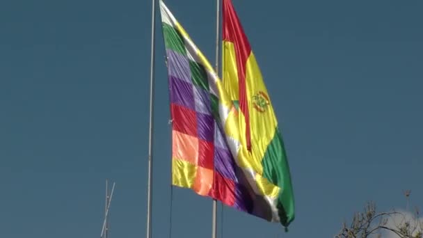 Drapeaux Boliviens Wiphala Palais Présidentiel Palacio Quemado Paz Bolivie Amérique — Video