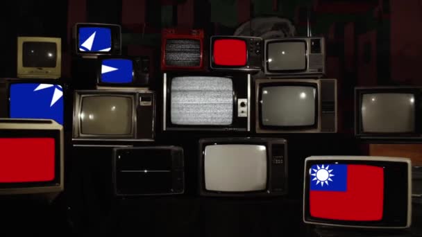 Drapeau Taiwan Téléviseurs Vintage Zoom Avant — Video