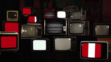 Peru ve Retro TV bayrağı. Yakınlaştır. 