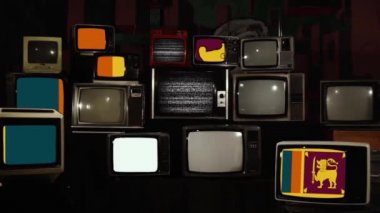 Sri Lanka ve Retro TV bayrağı. Yakınlaştır. 
