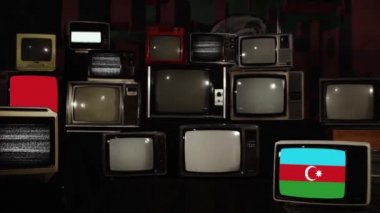 Azerbaycan ve Retro TV bayrağı. Yakınlaştır.