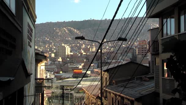 Пас Боливия 2019 Крутая Улица Районе Пас Боливия — стоковое видео