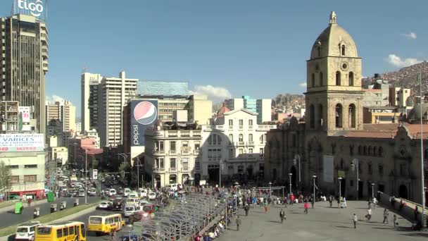 Paz Bolivia 2015 Basiliek Van San Francisco Plaza San Francisco — Stockvideo