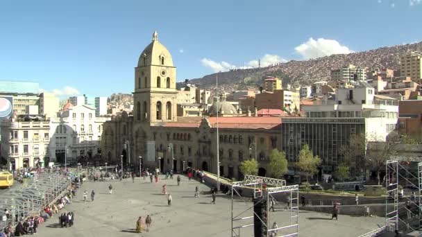 Bazilika San Francisco Plaza San Francisco Městě Paz Bolívii Rychlý — Stock video