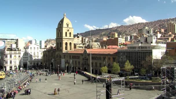 Die Basilika Von San Francisco Und Der Plaza San Francisco — Stockvideo