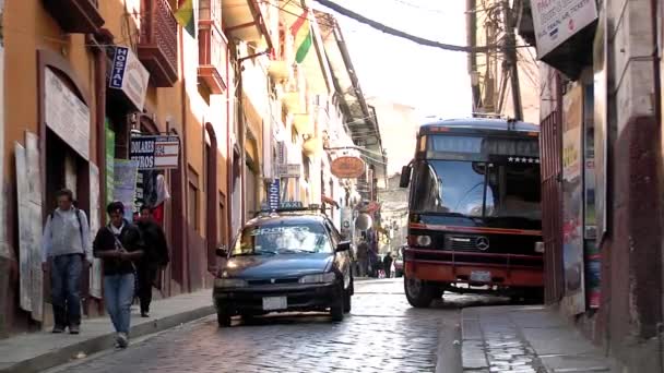 Пас Боливия 2019 Движение Улице Пас Боливия — стоковое видео