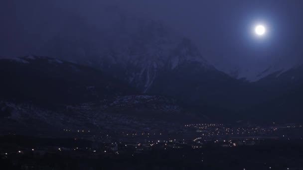 Stad Ushuaia Een Mistige Nacht Provincie Tierra Del Fuego Argentinië — Stockvideo