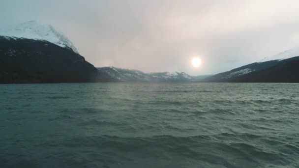 Tierra Del Fuego Landskap Argentina Världens Ände Zooma Skjuten — Stockvideo