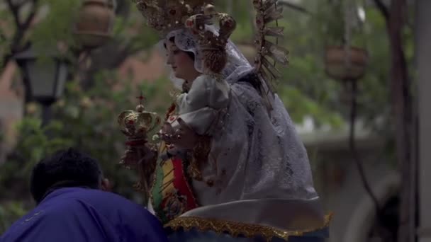 Кильяколло Кочабамба Боливия 2019 Священная Статуя Девы Марии Церкви Сан — стоковое видео