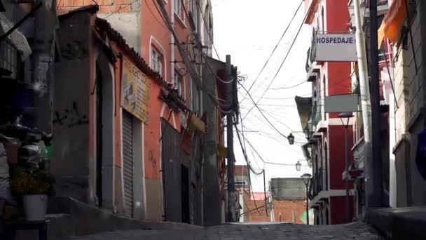 Paz Bolívia 2019 Uma Rua Estreita Paz Capital Bolívia Zoom — Vídeo de Stock