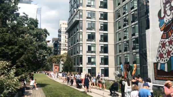 Άνθρωποι Περπατούν Στην Υψηλή Γραμμή Στο Μανχάταν Της Νέας Υόρκης — Αρχείο Βίντεο