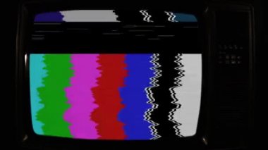 Renk Çubuklu Eski Retro Televizyon. 