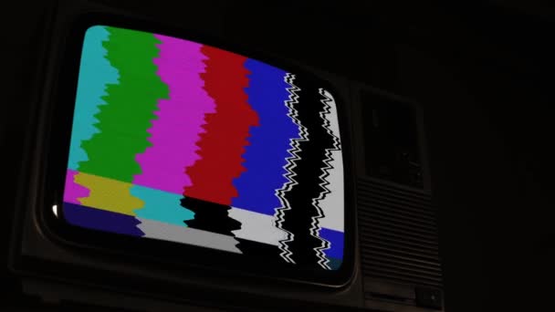 Stary Telewizor Retro Kolorowymi Paskami — Wideo stockowe
