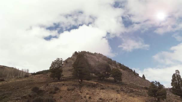 Laranja Sol Sobre Montanha Paisagem Perto Cordilheira Dos Andes Patagônia — Vídeo de Stock