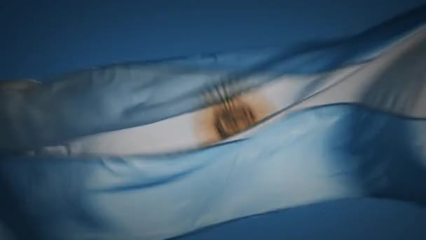 Argentina Flagga Mot Blue Sky Närbild — Stockvideo