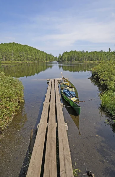 Doca de canoa na selva — Fotografia de Stock