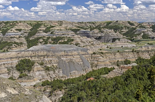 Mirando hacia abajo en un valle de Badlands — Foto de Stock