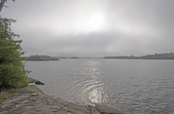 Slunce pronikající skrze ranní mlha — Stock fotografie