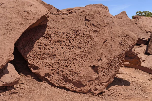 Pockmarked Sandstone in the Desert — Stock Photo, Image