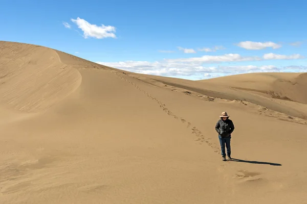 Randonner sur une dune de sable solitaire — Photo