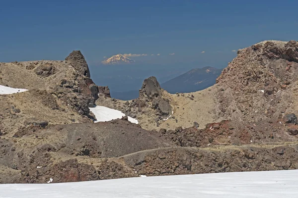 Volcan Shasta Vue Depuis Cratère Volcan Lassen Dans Parc National — Photo