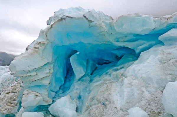 Blaues Eis Einem Gletscherserac Auf Dem Franz Josef Gletscher Neuseeland — Stockfoto