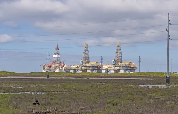 Tengeri Olajfúró Szalagok Drydock Közelében Port Aransas Texas Stock Fotó