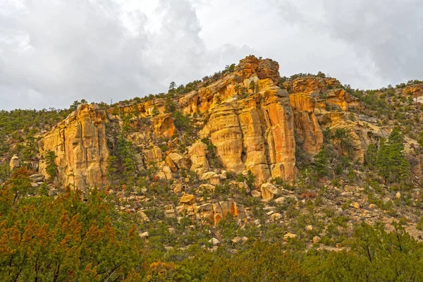 Sandstone Cliffs Rising Out Desert Ventana Area Malpais National Monument — Stock Photo, Image