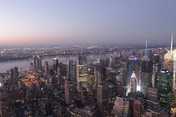 New York Skyline Uitzicht Nachts — Stockfoto