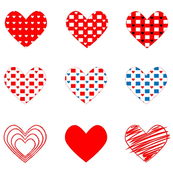 Conjunto de corazones diferentes en el Día de San Valentín — Vector de stock