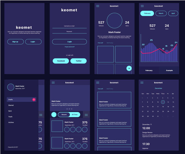 Diseño de interfaz de  de aplicación móvil — Vector de stock