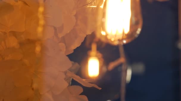 Storefront com poupança de energia LED elegante brilhante brilhante lâmpada de vidro transparente — Vídeo de Stock