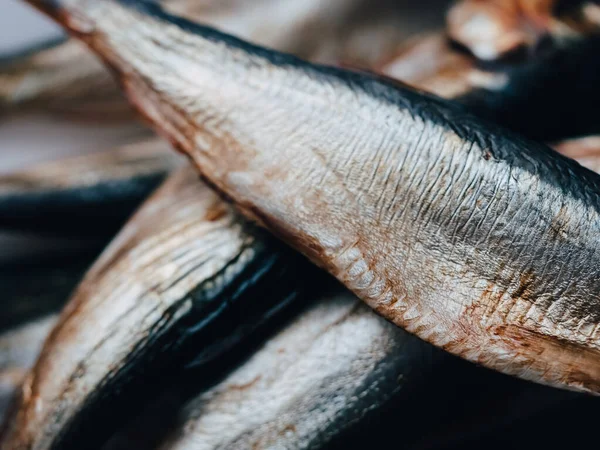 Salaka Fumado Frio Pronto Para Comer Peixe Fumado Fecha Prato — Fotografia de Stock