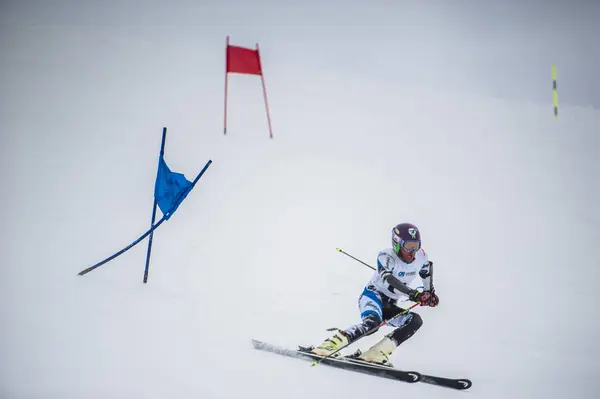 Slalomfahrer in gudauri, georgien — Stockfoto