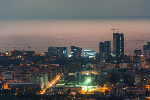 Night Town Of Batumi, Modern Urban Architecture — Stock Photo, Image