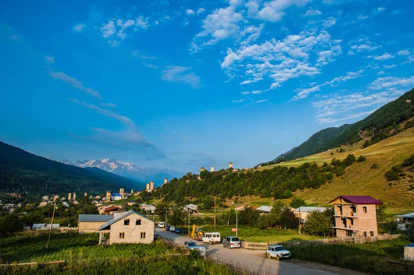 Svan towers in Mestia, Svaneti region, Georgia — Stock Photo, Image