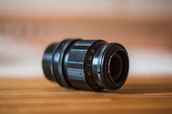 Old camera lens marking close up — Stock Photo, Image