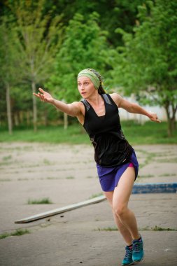 Moskova, Rusya - 12 Mayıs 2018: Rus turnuva gün çalışan Bocce volo