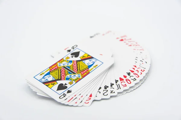 Jogando cartas em um fundo branco — Fotografia de Stock