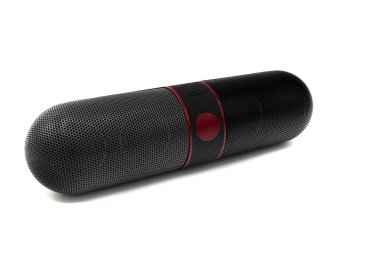 Beyaz arka planda siyah ve gri Bluetooth sözcü