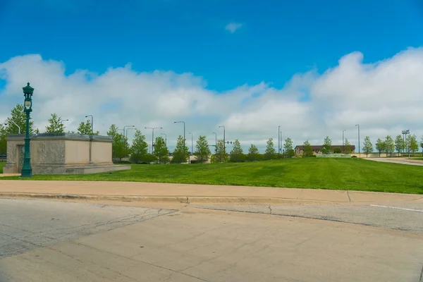 Park in Chicago suburbs on a cloudy day